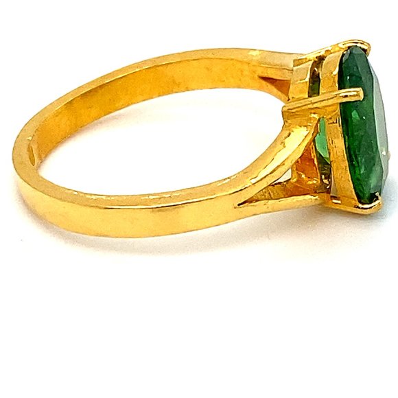 Tsavorite 3.31ct Solid 22K Yellow Gold Ring - Picture 3 of 6